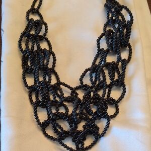 Chico's Multi Strand Black Seed Bead Necklace
